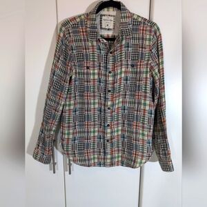 Splendid Mills Button Shirt Men Madras Plaid Knit Cotton USA Small